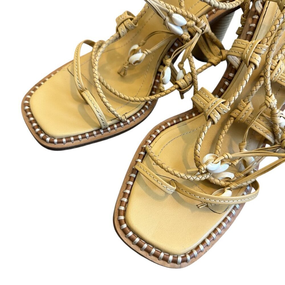Ulla Johnson Cora High Heel Ankle Strap Sandals Seashell Leather Size 40 9.5 - Picture 13 of 15